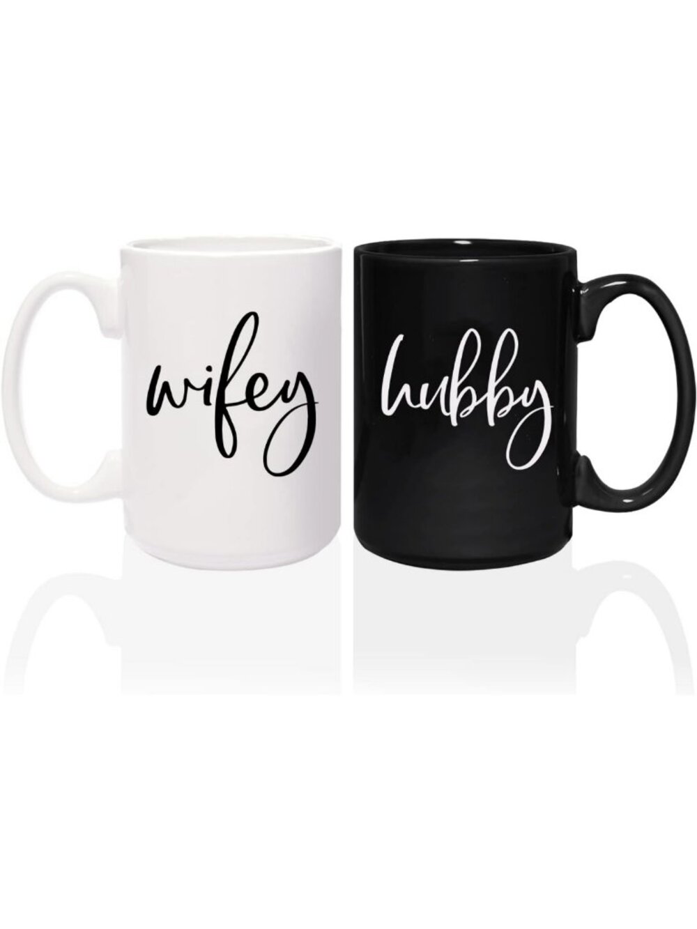 Matching Wifey & Hubby Jumbo 15oz Mugs Set | Funny Black & White Coffee Cups